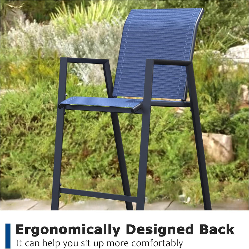 Outdoor Bar Stools Set of 2, 44'' Patio Bar Chairs with Textile High ...