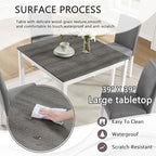 KEIKI 5-Piece Standard Height Dining Table Set with Square Table and 4 Upholstered Curved Backrset Chair, for 4 Person, Modern Wooden Table Set, Easy Assembly, for Kitchen, Dining Room, White+Gray