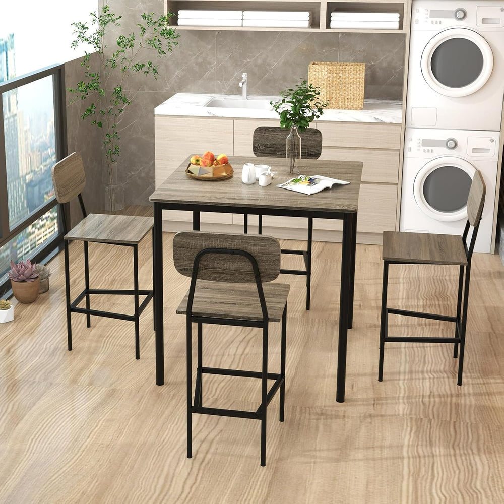 GIANTEX 5-Piece Dining Table Set W/Counter Height Table & 4 Bar Stools, M...