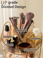 360 Rotating Makeup Organizer,2 Tier Large Capacity Make Up Organizers and Storage,Skincare Perfume Vanity Organizers,Bathroom Cosmetics Storage Organizer Countertop(Gold)