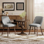 Upholstered Dining Chairs Set of 2, Modern Fabric Kitchen Chairs with Back, Wood Legs for Kitchen Dining Room Restaurant, Grey