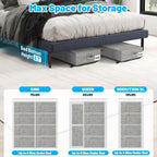 Large Sturdy Under Bed Storage with Wheels, 2 Pack 50L Rolling Underbed Storage Bins, Under Bed Containers Drawer with Metal Bottom Support, Bedroom Organizer with Lids for Clothes, Shoes, Blankets