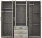 6-Door Wooden Wardrobe, Maximize Bedroom Storage with a Modern, Clean Design and Big Drawers (Gray)
