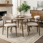 Dining Room Chairs Set of 4, Upholstered Farmhouse Dining Chairs, Modern Fabric Kitchen Chairs with Solid Wood Leg,Beige