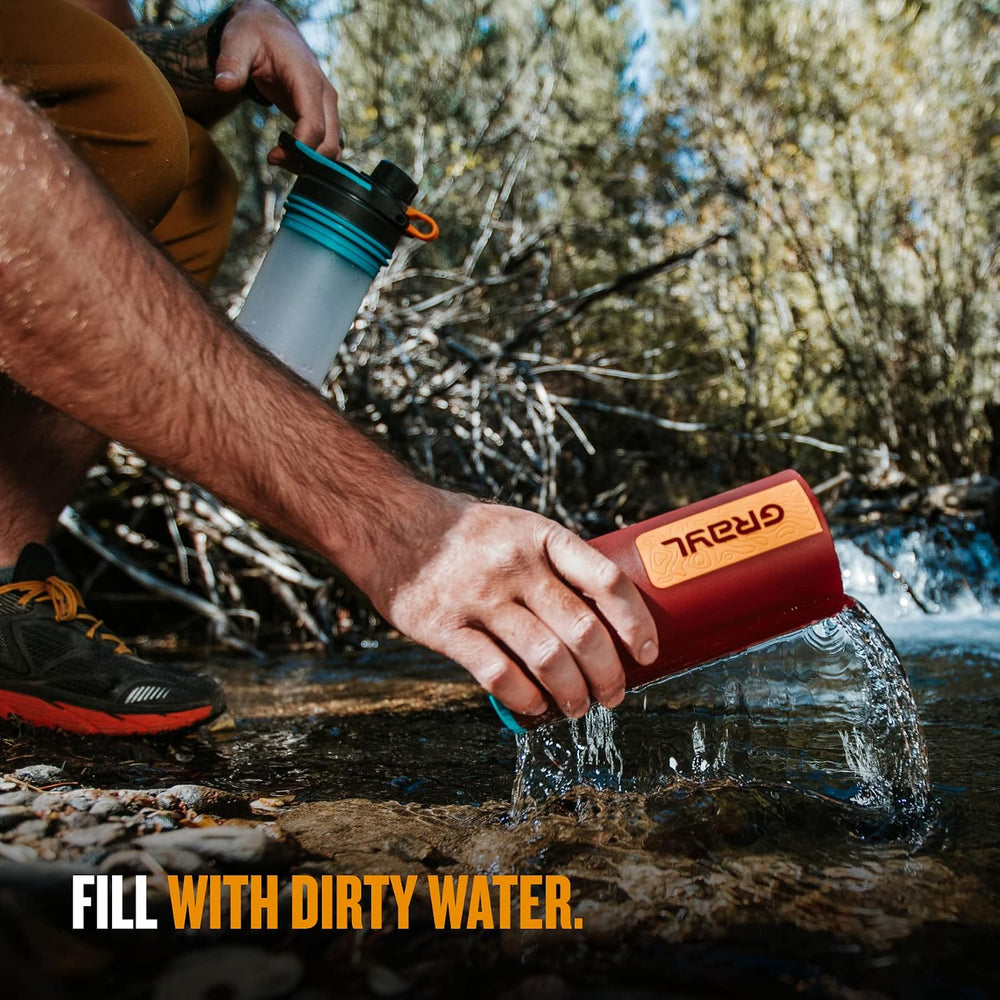 GRAYL GeoPress 24 oz Water Purifier & Water Filter Bottle, Wanderer Red