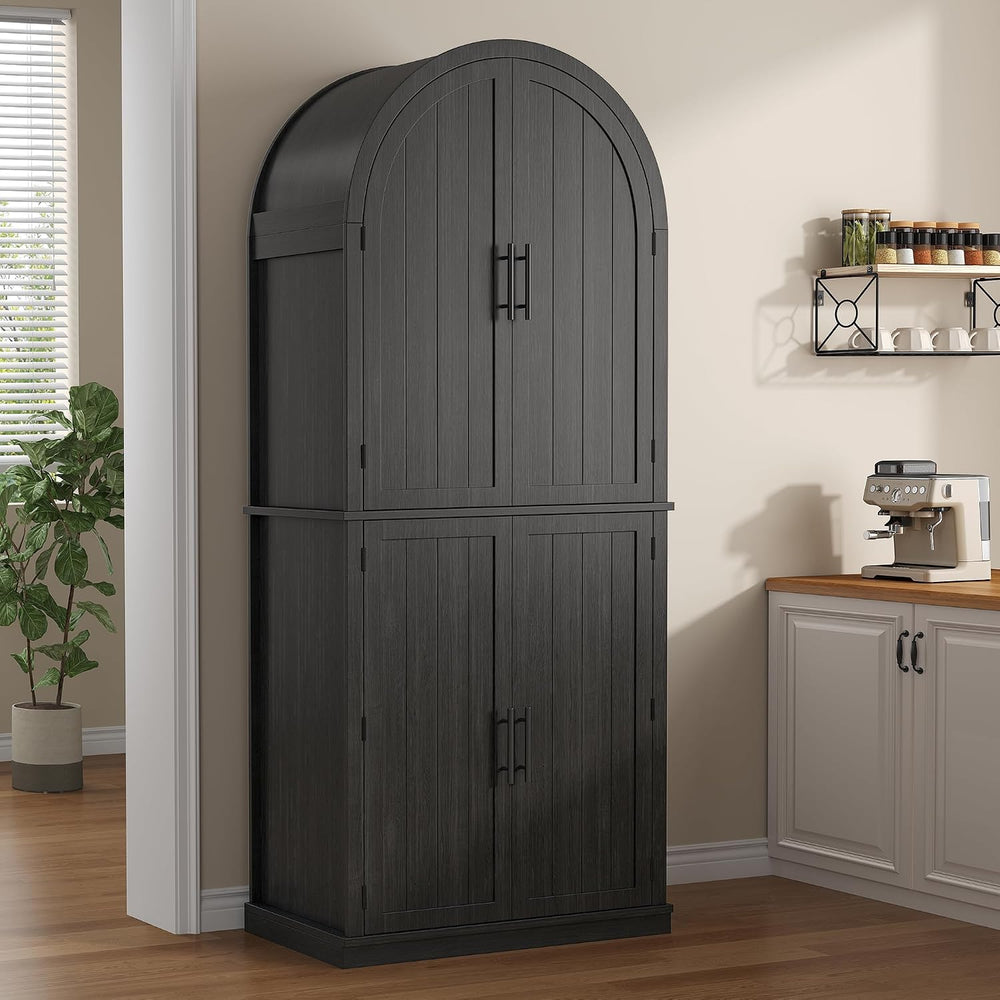 iPormis 71" Tall Arched Cabinet with Doors, Farmhouse Kitchen Pantry wit...