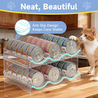 Cat Food Organizer,Can Organizer for Pantry,2-Layers Transparent Cat Food Can Organizer Container Holds 36 (3.5oz) Cans,Canned Cat Food Organizer and Storage for Countertop Kitchen Cabinet
