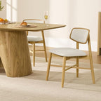 CHITA Wooden Dining Chairs Set of 2, Mid Century Modern Dining Room Chair, Natural Solid Wood Frame Kitchen Chairs, for Dining Room, Kitchen, Living Room (Upholstered Seat, Oak)