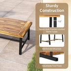 Tangkula Outdoor Acacia Wood Coffee Table, Rectangle Rustic Accent Table with Thickened Top & Heavy-Duty Metal Legs, for Patio, Deck, Garden, Natural