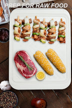 Extra Large Grilling Prep and Serve Trays, 17.3x13 inch BBQ Tray for Raw and Cooked Food, Melamine Serving Trays for Food, Set of 2, Black and White