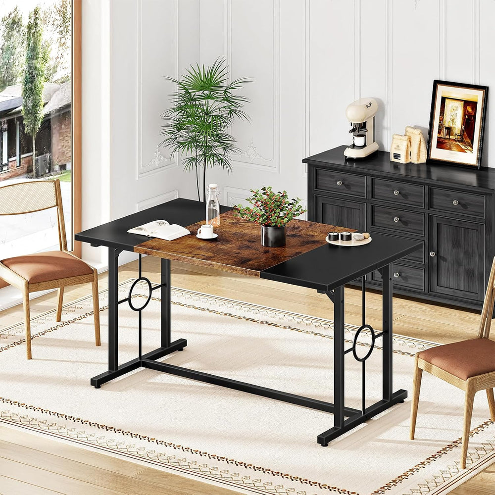 HOOBRO Dining Table, Wooden Kitchen Table for 4-6, Rectangular Dining Room Ta...
