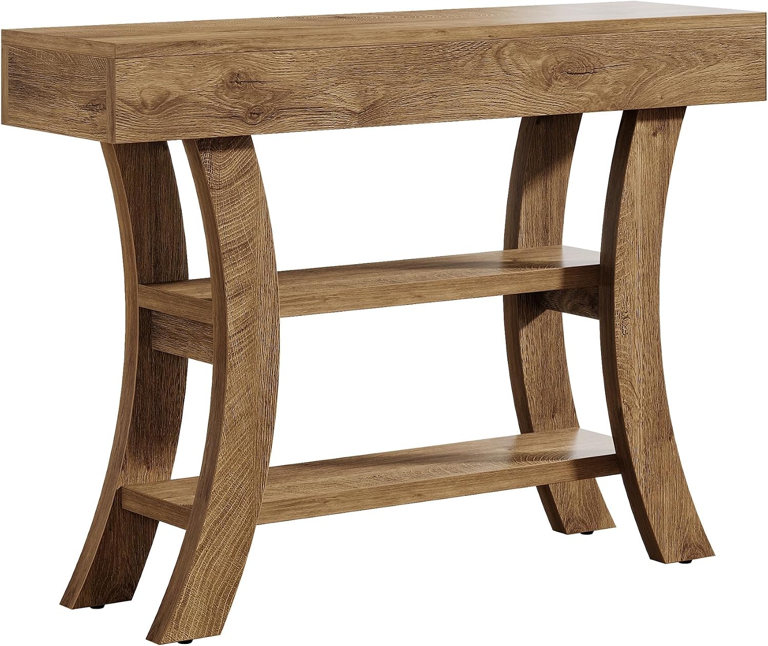Tribesigns 41" Small Console Table for Entryway, 3-Tier Narrow Rustic Sofa Table with Storage Shelves and Curved Frame for Living Room, Entry, Hallway, Foyer (Oak Brown)