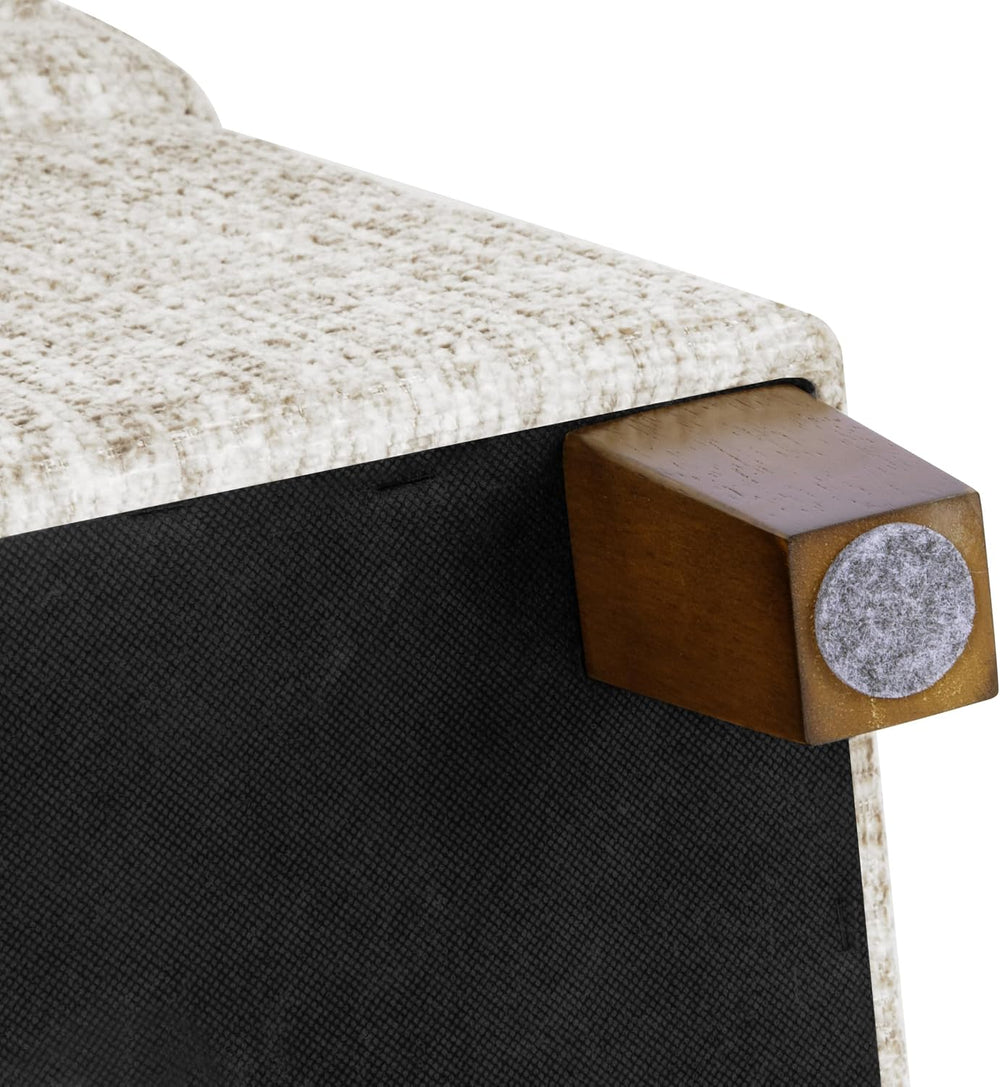 HomePop 18" Square Tufted Storage Ottoman - Cream Textural Woven
