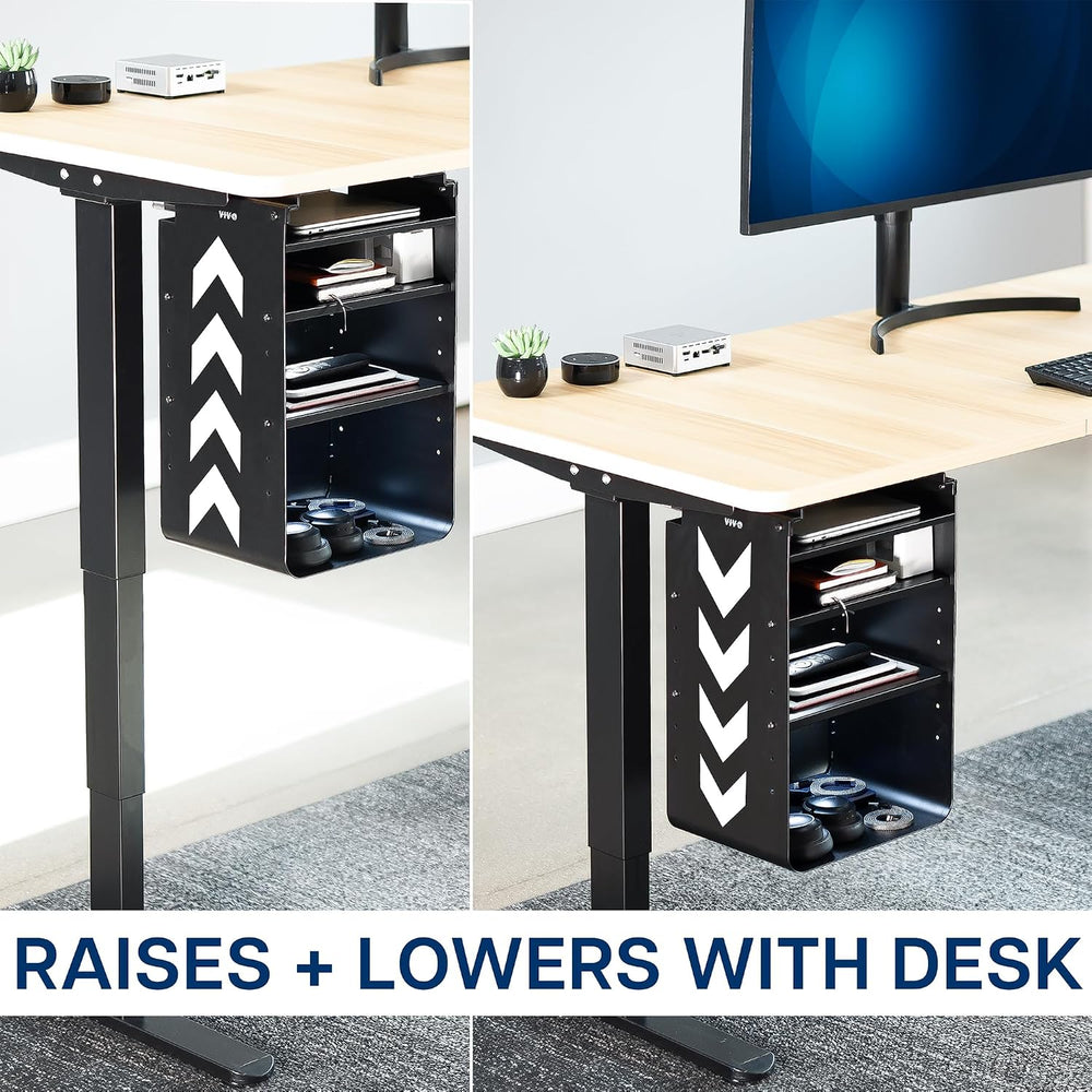 VIVO Under Desk Storage Cabinet, High Capacity Shelving Unit with Height Adju...