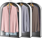 40” Garment Bags for Hanging Clothes 4” Gusseted - with Clear Window, Breathable Fabric, Metal Zipper, Suit Coat Dress Protector for Clothes Closet storage, Season Off, Moving, 3 Pack
