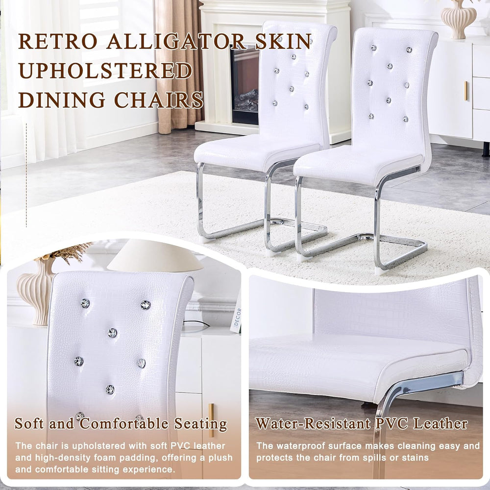 gopop Dining Chairs Set of 4｜Modern Kitchen Chair Set｜Faux Leather Cushion｜Hi...