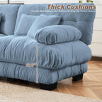 Modern Living Room Velvet Recliner Sofa, Loveseat Sofa for Apartment, Solid Wood Frame, Easy to Install (94.4 inch,Blue)