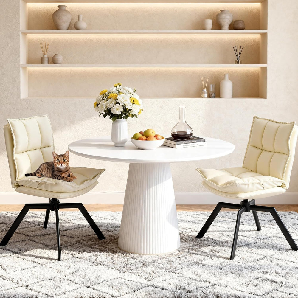 KEEZY Swivel Dining Chairs Set of 2, 360°AUTO Swivel Cat Scratch Resistant Fa...