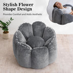 HOMMPA Bean Bag Chair for Adults Comfy Velvet Bean Bag Couch with Back Support Flower Shaped Oversized Sofa for Living Room,Bedroom,Dorm,Grey