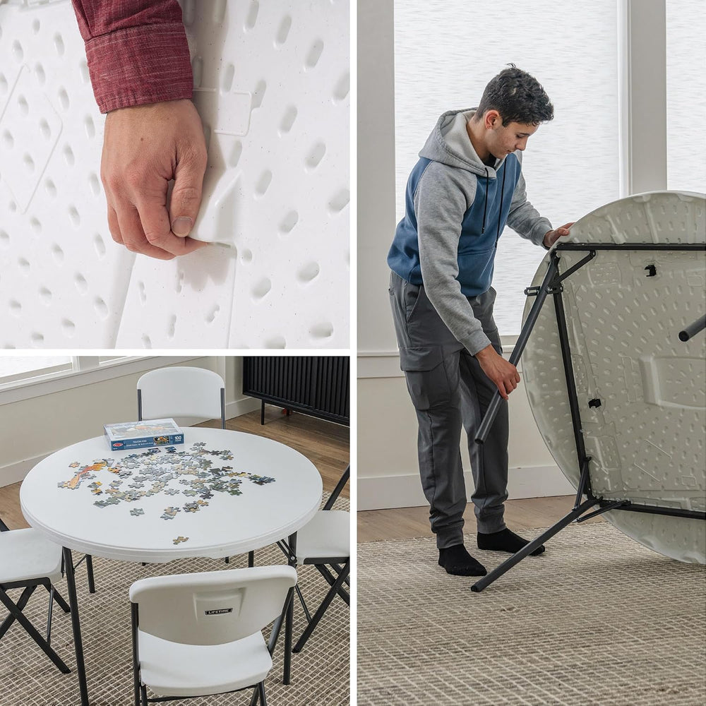 LIFETIME Nesting Round Table, 48-Inch, White Granite