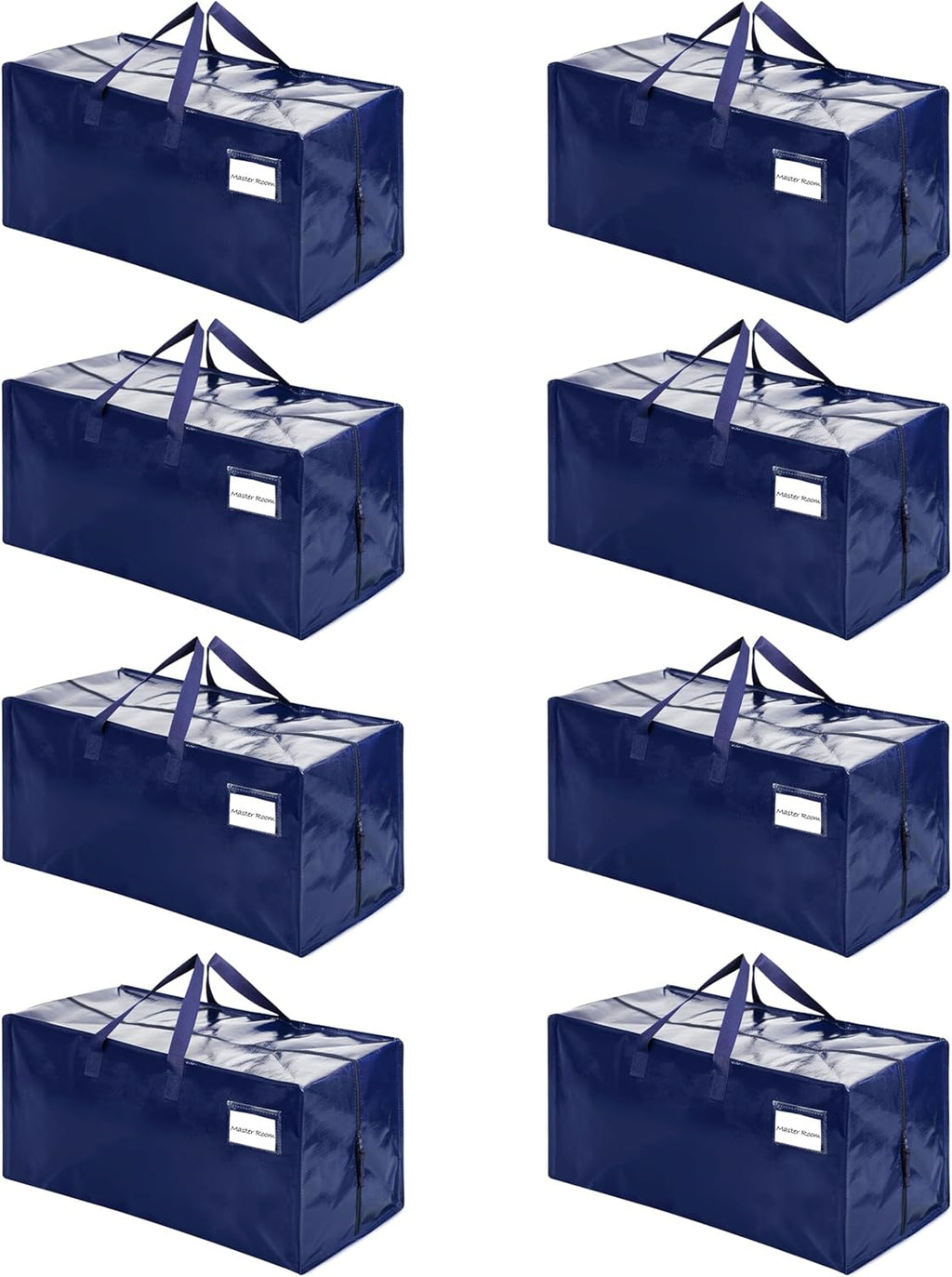 VENO 8 Pack Moving Bags w/Backpack Straps, Heavy Duty, Moving Boxes Alternative, Packing Supplies, Large Storage Totes for Dorm Room Essentials with Zipper for Clothes (Blue, 8 Pack)