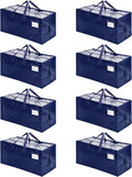 VENO 8 Pack Moving Bags w/Backpack Straps, Heavy Duty, Moving Boxes Alternative, Packing Supplies, Large Storage Totes for Dorm Room Essentials with Zipper for Clothes (Blue, 8 Pack)