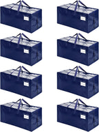 VENO 8 Pack Moving Bags w/Backpack Straps, Heavy Duty, Moving Boxes Alternative, Packing Supplies, Large Storage Totes for Dorm Room Essentials with Zipper for Clothes (Blue, 8 Pack)