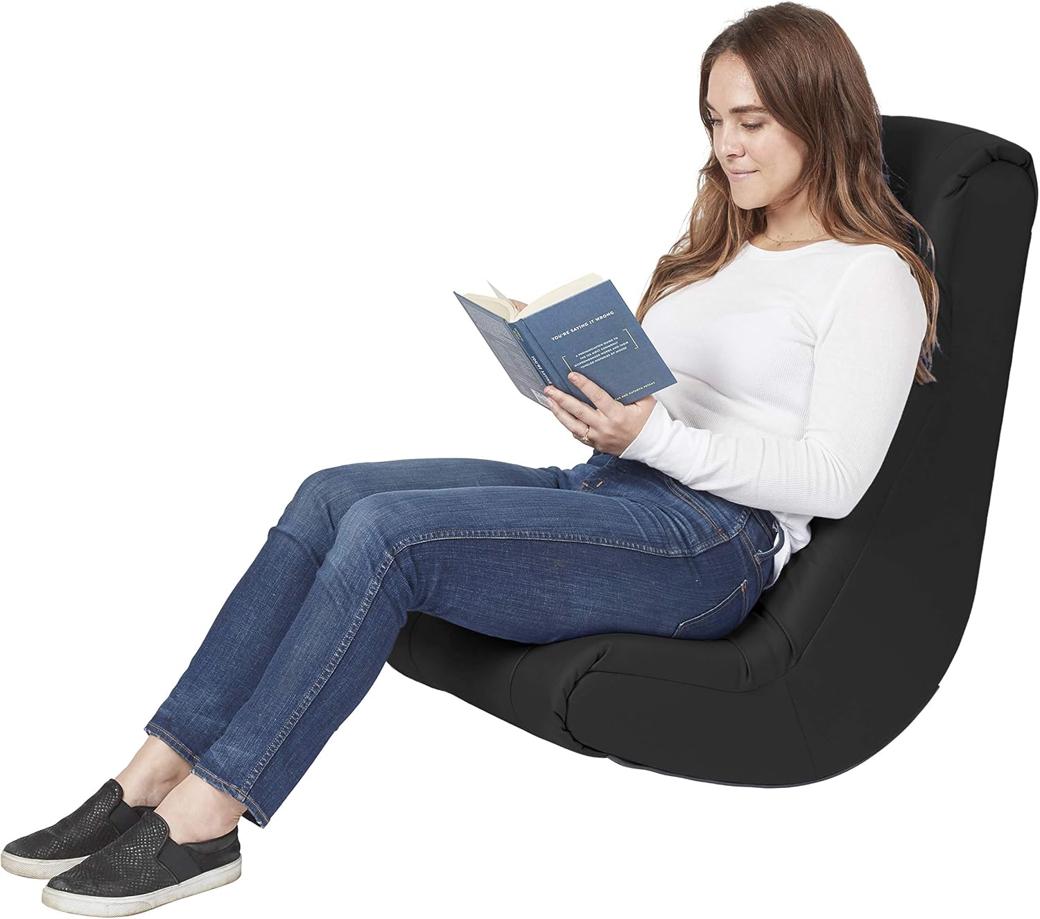 FDP Tufted Floor Rocker for Kids, Teens and Adults Comfortable, Ergonomic Chair for Reading, Playing Video Games, or Watching TV - Dark Gray, 10488-DG