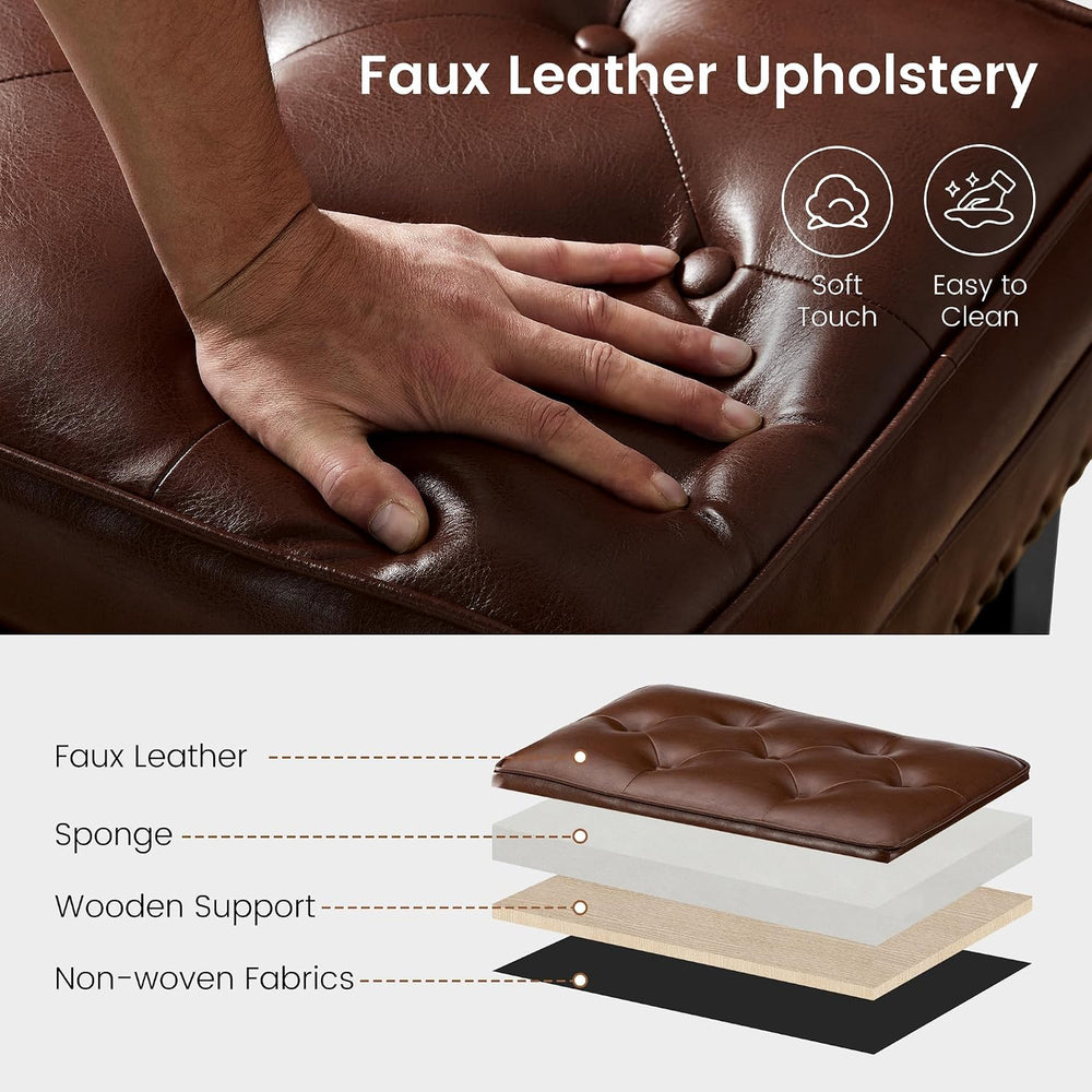 Glitzhome Faux Leather Foot Stool, Mid Century Modern Foot Stools Ottoman, Vi...