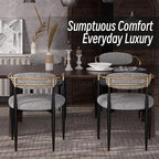 Morden Fort Mid-Century Modern Boucle Dining Chairs Set of 6, Brushed Gold Armchairs with Black Metal Legs and Upholstered Cushion, Sherpa Accent Chairs for Living Room Bedroom Outdoor Lounge