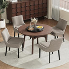 Dining Chairs Set of 4, Upholstered Corduroy Dining Room Chair with Wood Legs, Mid-Back Padded Kitchen Side Chairs for Dining Room, Camel
