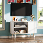WLIVE TV Stand for 40 Inch TVs, Small Entertainment Center with Storage Cabinet, Mid-Century Modern TV Stands for Living Room and Bedroom, 32" TV Console, White