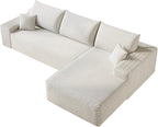 Eafurn Oversized L Shape Modular Sectional Sofa with Right Facing Chaise Lounge,Wide Deep Seat Compressed Corner Couch,Minimalist Corduroy Upholstered Boneless Lounge Sofa Couch | Breathable material, Full Foam, Anti-slip