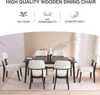 Modern Wood Dining Chairs Set of 2, Velvet Upholstered Kitchen Chairs with Open Curved Backrest & Black Hardwood Legs for Vanity, Living Room, 350 LBS Capacity, White