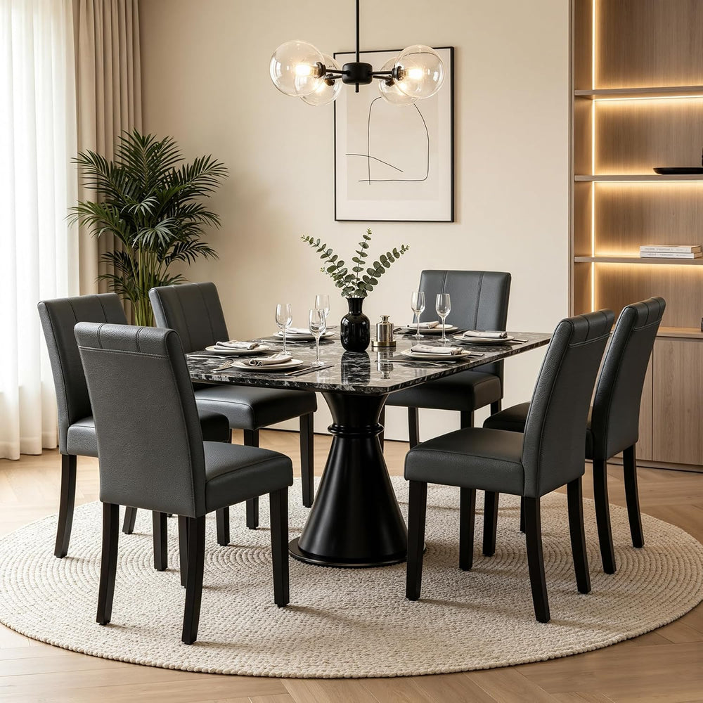 CHUN YI Dining Chairs Set of 4, Faux Leather Dining Room Chairs, Upholstered ...