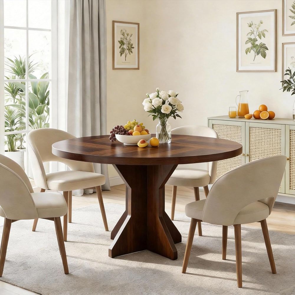 IDEALHOUSE Round Dining Table, 47" Kitchen Table for 4-6 People, Circle ...