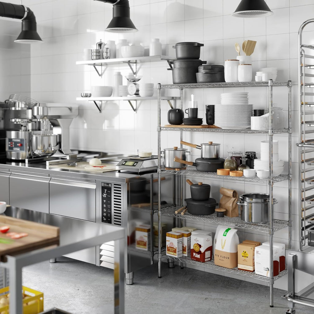 14" Deep x 42" Wide x 64" Height Wire Shelving Kit | 5-Tier | NSF Commercial Storage Rack Unit