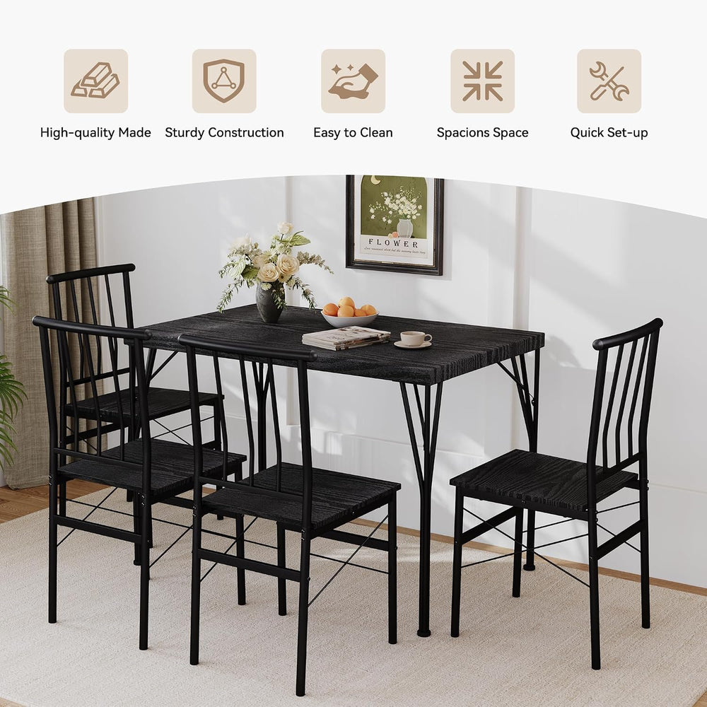 5-Piece Dining Table Set for 4, Kitchen Table Set with 1.6" Thick Tablet...