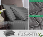 Queen Pillowcases by Pure Bamboo, Genuine 100% Organic Viscose Derived from Bamboo, Luxuriously Soft & Cooling, Double Stitching, Envelope Closure (2 Queen Pillowcases, Jacquard Stone)