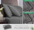 King Pillowcases by Pure Bamboo, Genuine 100% Organic Viscose Derived from Bamboo, Luxuriously Soft & Cooling, Double Stitching, Envelope Closure (2 King Pillowcases, Jacquard Stone)