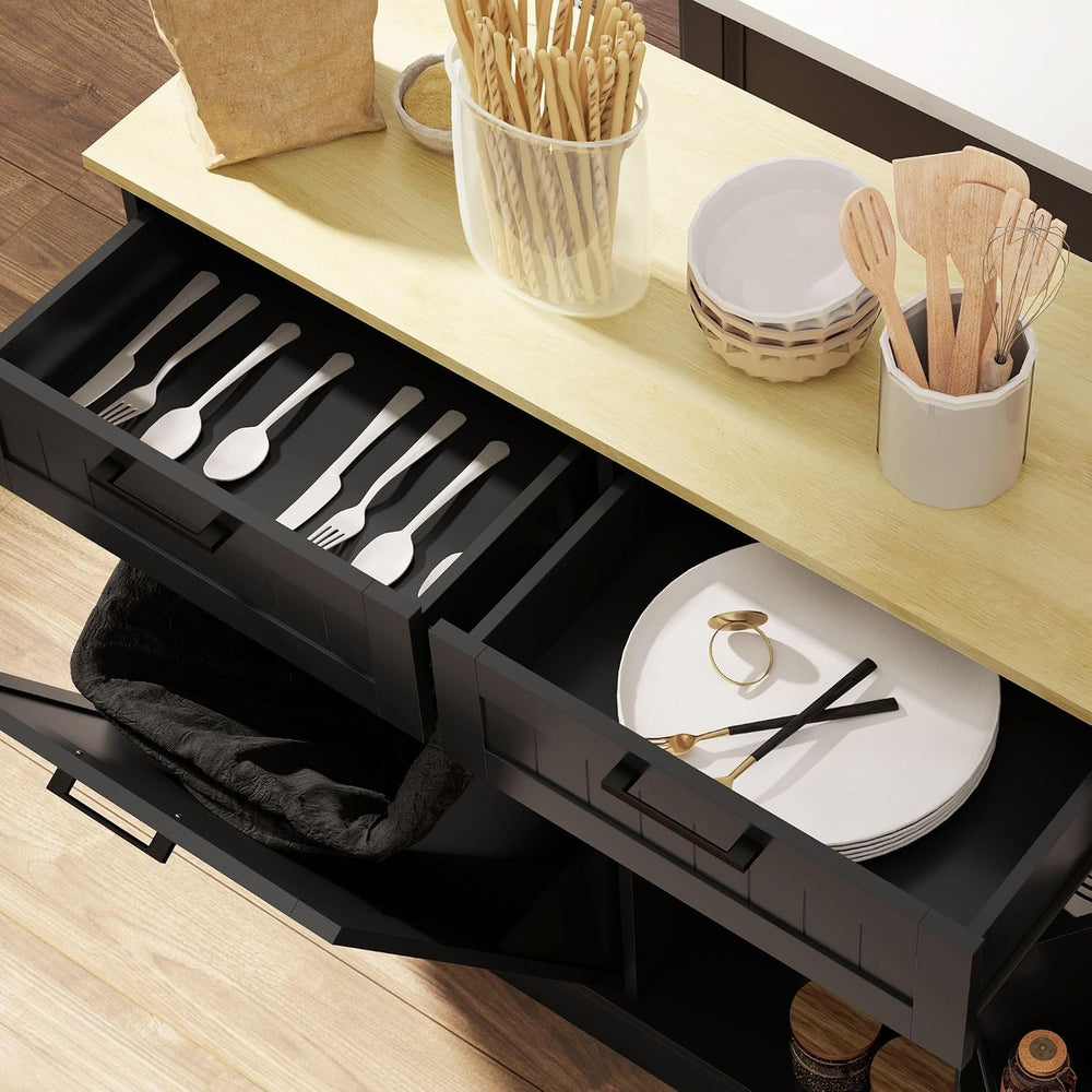 Hidden Trash Can Cabinet with Spice Rack