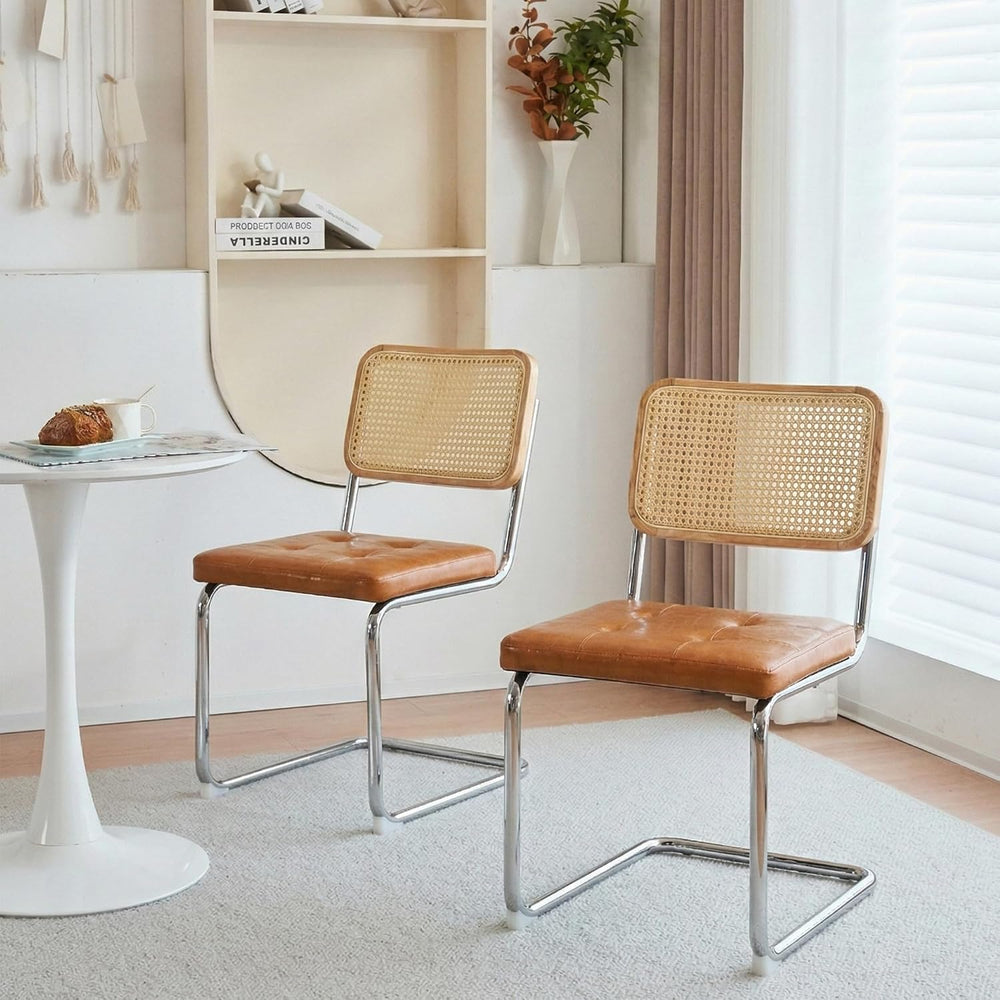 Cantilever Dining Chair, Single Modern Armless Chair with Chrome Steel Frame,...