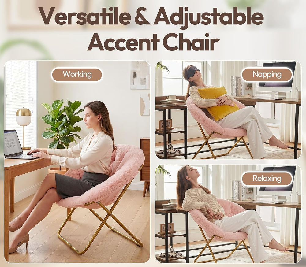 Cozy Saucer Chair, Padded Round Moon Lounge Chair for Bedroom Living Room | T...