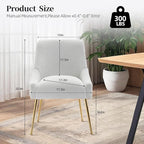 Modern Velvet Dining Chairs Set of 6, Contemporary Upholstered Furniture Collection with Polished Gold Metal Legs, Elegant Accent Chairs for Kitchen Living Room(Teddy Fleece,White)