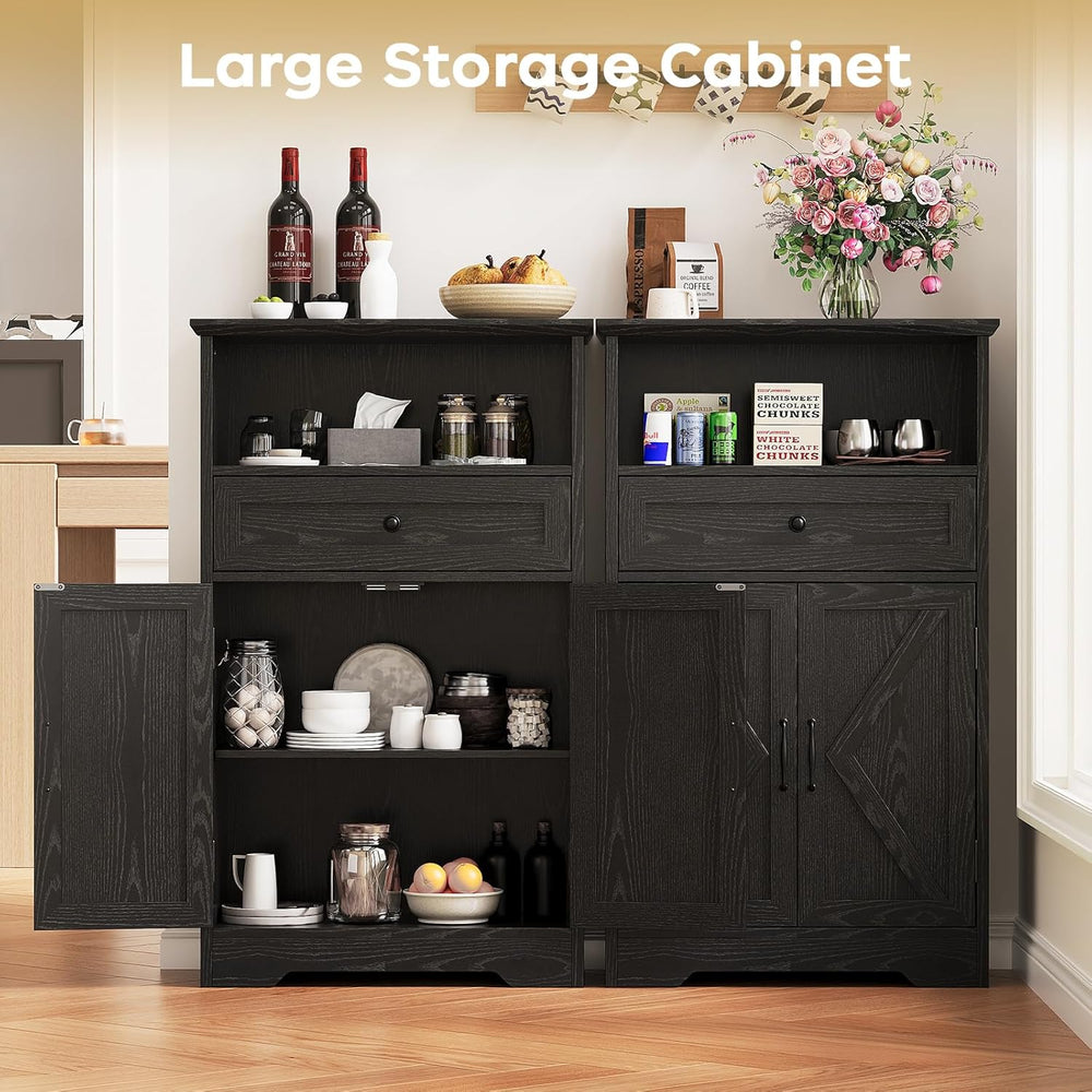 Floor Cabinet, Farmhouse Storage Cabinet with Barn Doors and Drawer, 11.81&qu...