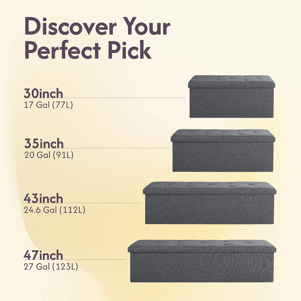 Folding Storage Ottoman Bench, Ottoman Foot Rest, End of Bed Bench, Storage C...