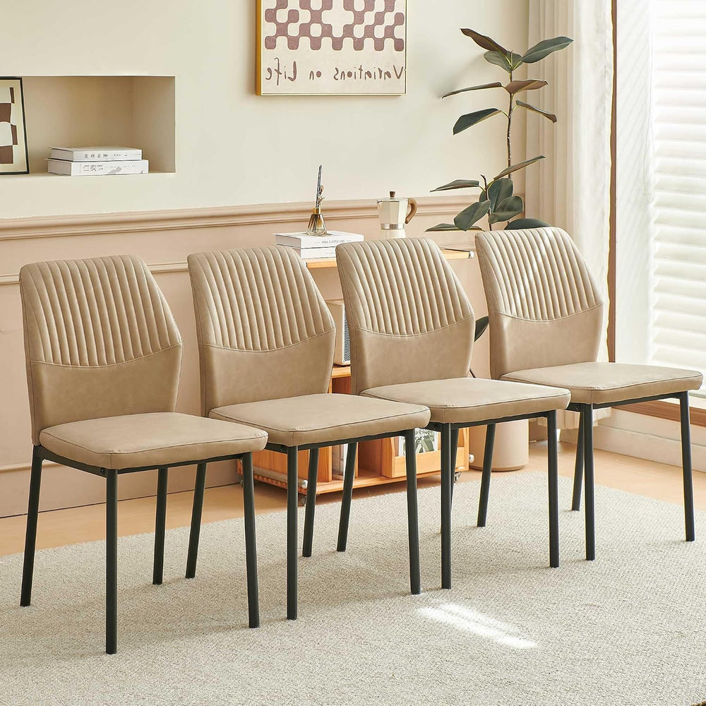 Comfortable Dining Chairs Set of 4 Upholstered Faux Leather Cushion Seat | Er...