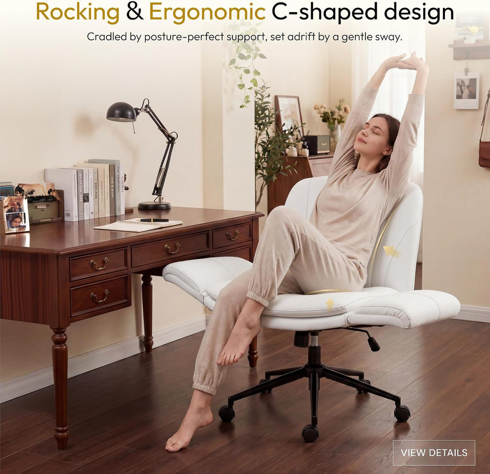 Dowinx Criss Cross Chair with Five-Level Adjustable Arms and Wheels - Comfort...