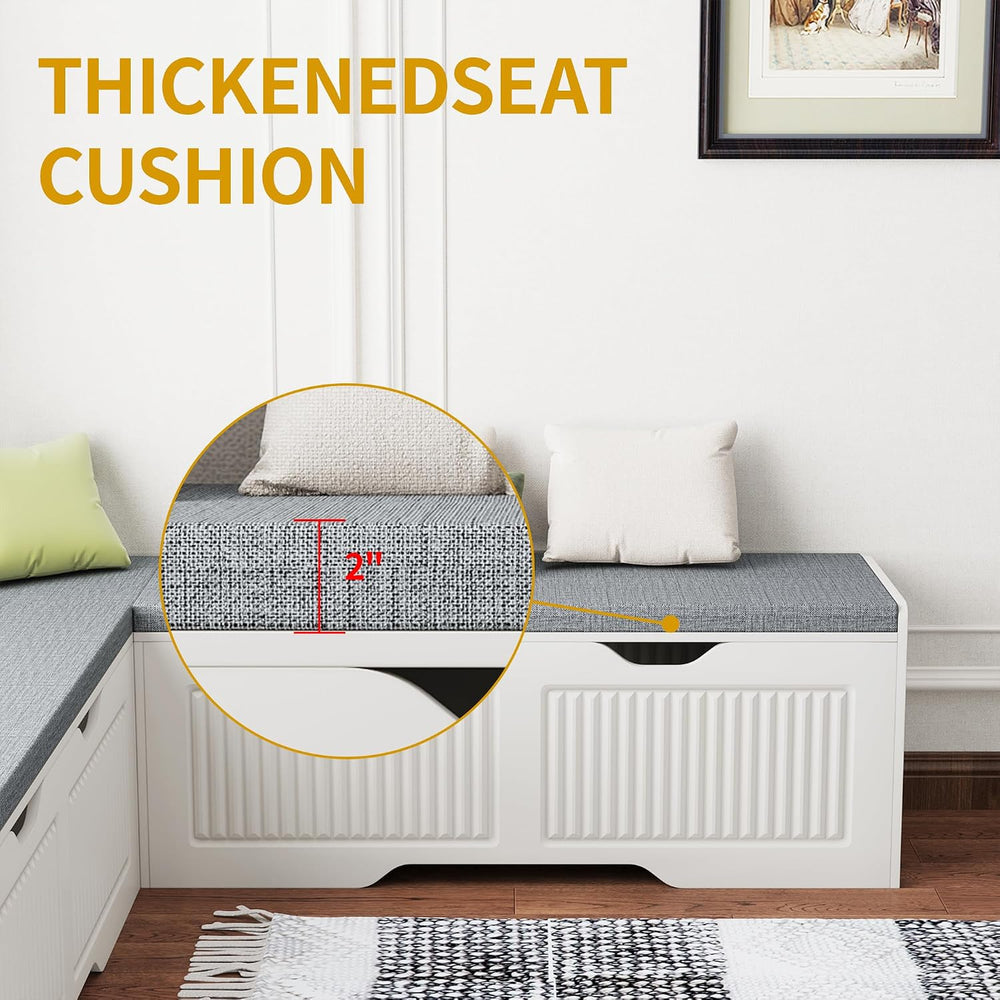 L Shaped Corner Shoe Storage Bench with Cushion, Kitchen Breakfast Nook Bench...