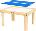 NILO Kids Activity Table Set with 2 Compatible with/Replacement for Detachable Double-Sided Baseplates/Boards/Mats Lego Duplo (N34 Play Table Without Holes, 24x32x20 and 2X Blue Base Plates 12x32)